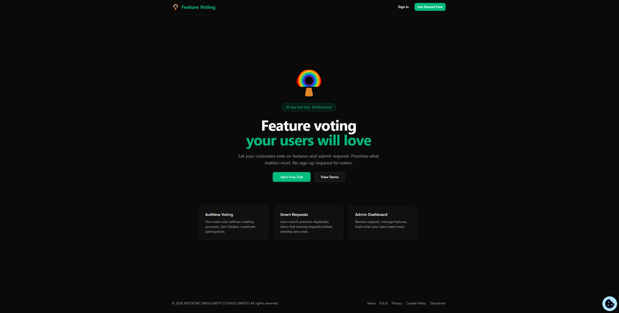 Feature Voting landing page