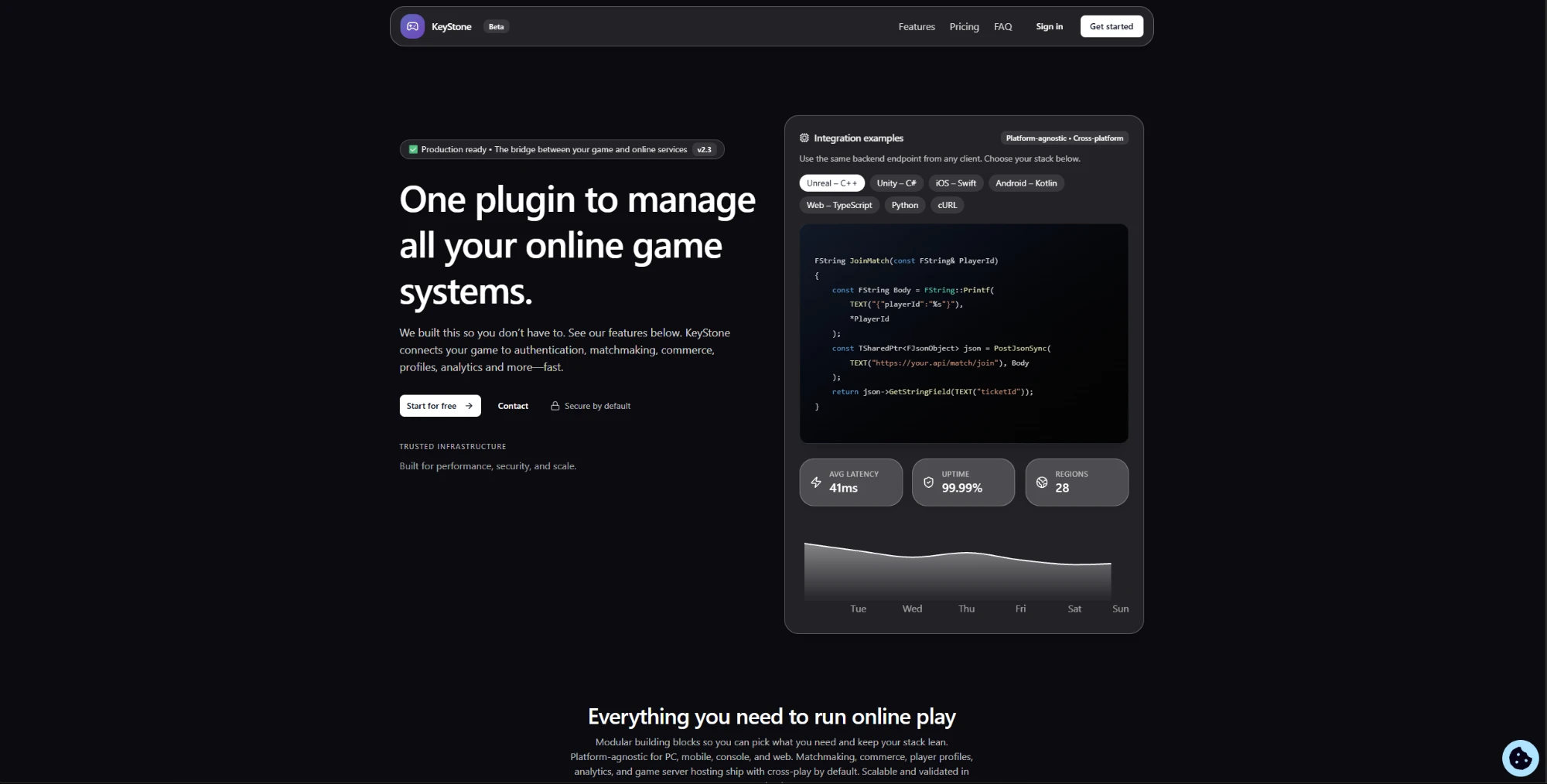 KeyStone game backend dashboard
